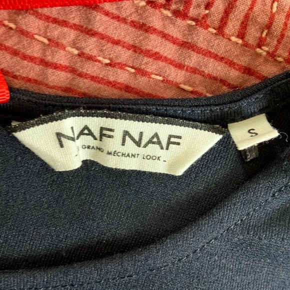 NAF NAF Women's Navy blue and Red Jersey Top - Picture 3 of 13
